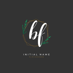  Handwritten initial letter B F BF for identity and logo. Vector logo template with handwriting and signature style.