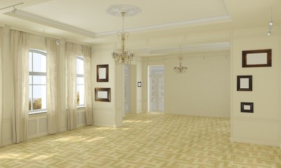 empty pavilion, interior visualization, 3D illustration