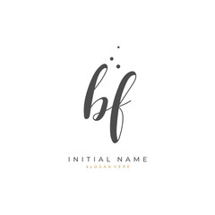  Handwritten initial letter B F BF for identity and logo. Vector logo template with handwriting and signature style.