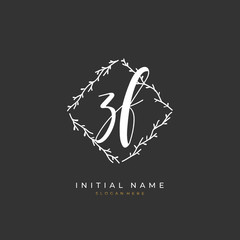  Handwritten initial letter Z F ZF for identity and logo. Vector logo template with handwriting and signature style.