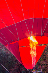Burning flame from a hot air balloon