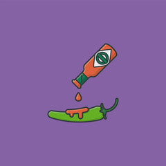 Putting hot sauce on a chili pepper vector illustration for #HotSauceDay - 22nd of January