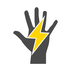 Electric shock hazard illustration.  Flat style. Isolated on white background. 