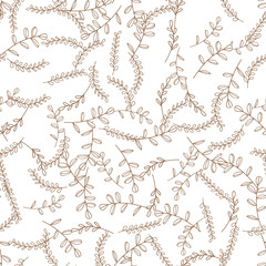 Exotic tropical hawaiian outline. Leaf plant botanical floral foliage. Engraved ink art. Seamless background pattern. Fabric wallpaper print texture.