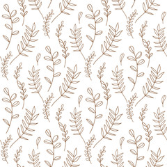 . Exotic tropical garden outline. Leaf plant botanical floral foliage. Engraved ink art. Seamless background pattern. Fabric wallpaper print texture.