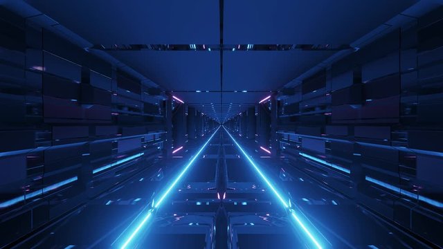 futuristic technical science-fiction tunnel corridor with endless glowing lights 3d illustration motion backgrounds live wallpaper graphic artwork club visuals vj loops