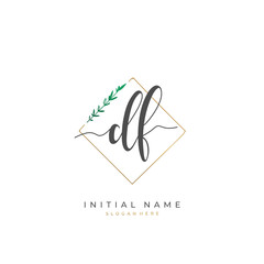 Handwritten initial letter D F DF for identity and logo. Vector logo template with handwriting and signature style.