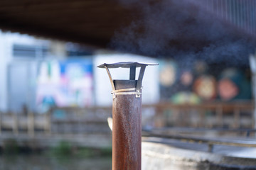 canal chimney autumn smoke