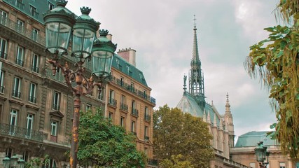 France, Paris - October 2019: Cite Island is one of the two surviving islands of the River Seine in the center of Paris and at the same time the oldest part of the city.