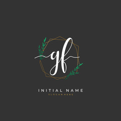 Handwritten initial letter G F GF for identity and logo. Vector logo template with handwriting and signature style.