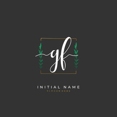 Handwritten initial letter G F GF for identity and logo. Vector logo template with handwriting and signature style.