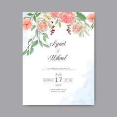 wedding invitation with beautiful and romantic flower template
