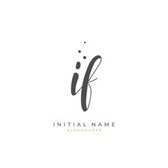  Handwritten initial letter I F IF for identity and logo. Vector logo template with handwriting and signature style.
