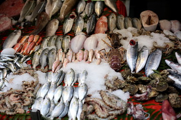 fish and seafood at the Bazaar in Istanbul.
