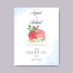 wedding invitation with beautiful and romantic flower template
