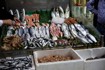 fish and seafood at the Bazaar in Istanbul.