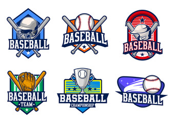 stock vector baseball emblem set. sports logo illustration