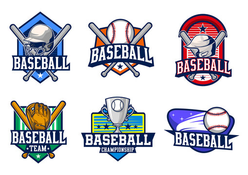 stock vector baseball emblem set. sports logo illustration