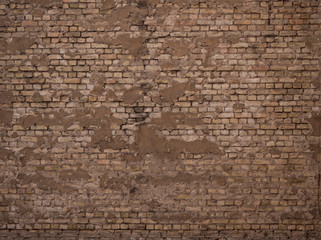 Old brown grunge brick wall background texture with dirty and vintage style pattern.