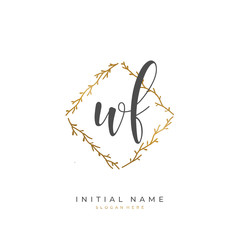 Handwritten initial letter W F WF for identity and logo. Vector logo template with handwriting and signature style.