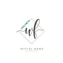 Handwritten initial letter W F WF for identity and logo. Vector logo template with handwriting and signature style.