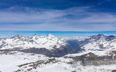 Fototapeta na wymiar Landscape view with blue sky of mountain in ,Switzerland,European Alps in sunny day