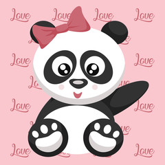 Tender teddy bear panda woman's valentine card