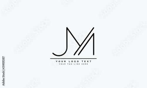 Jm Mj M J Letter Logo Design With Creative Modern Trendy Typography Wall Mural Hammad