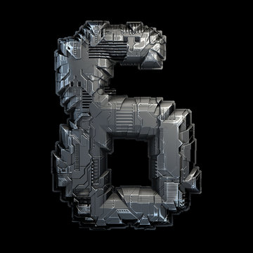 Symbol Ampersand Made Of Metal Isolated On Black Background. 3d