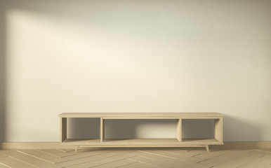 Tv cabinet in modern empty room Japanese - zen style,minimal designs. 3D rendering