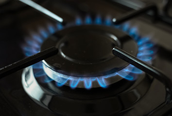 Blue flame of gas stove.
