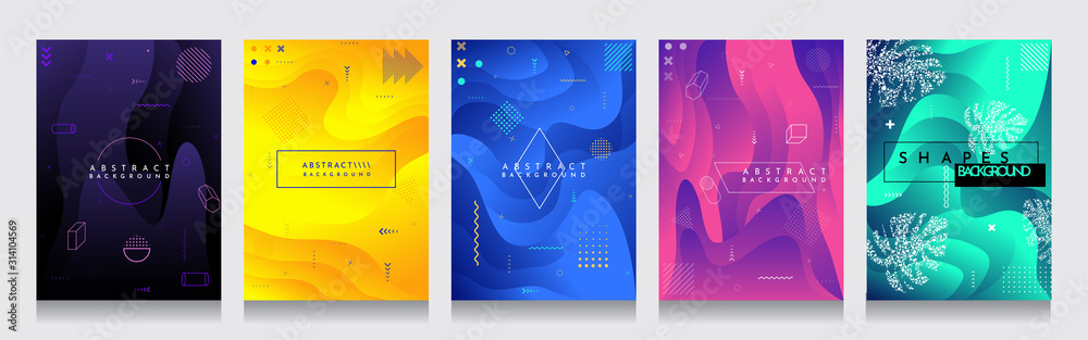 Canvas Prints abstract motion concept background set. vector illustration. fluid and liquid design. memphis patter