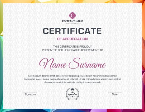 Creative certificate template with luxury and modern pattern,diploma,Vector illustration