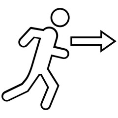 Fire Exit Concept, Doorway Sign Vector, Safe way to Right Side Icon Design