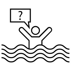 Drowning man in the water calling for help concept, life guard service vector icon design