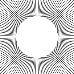 Circle frame. Line rays round border.