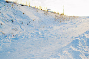 Obraz premium Company of friends ride down by snowing hill with snow tube The child laughs and smiles in winter park.