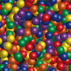 Rainbow Color Balls Seamless Pattern on Black