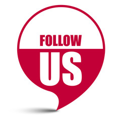 red vector banner follow us