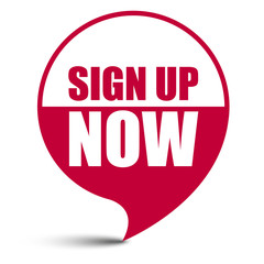 red vector banner sign up now