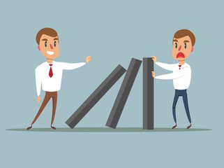Fototapeta premium domino effect - Business concept . Vector flat design illustration.