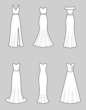 Wedding Dresses Sketches Stock Illustrations RoyaltyFree Vector Graphics   Clip Art  iStock