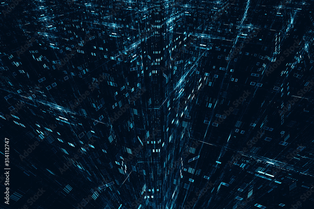 Wall mural abstract blue patterns technology background