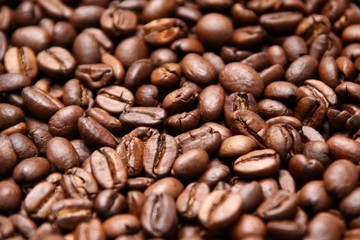 Grains de café en gros plan.