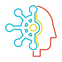 Human mind control linear vector icon isolated on white