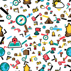 Vacation travel seamless color vector pattern