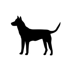 Silhouette of dog vector icon in flat style