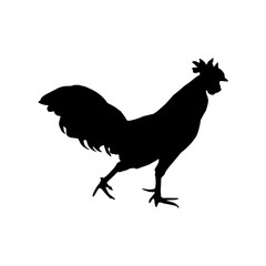 Silhouette of hen vector icon in flat style