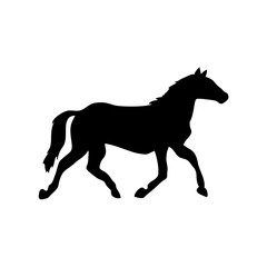 Silhouette of horse vector icon in flat style