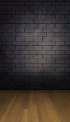 Brick wall backdrop with wooden planks floor in a portrait mode to use with your product or model photoshoot. 